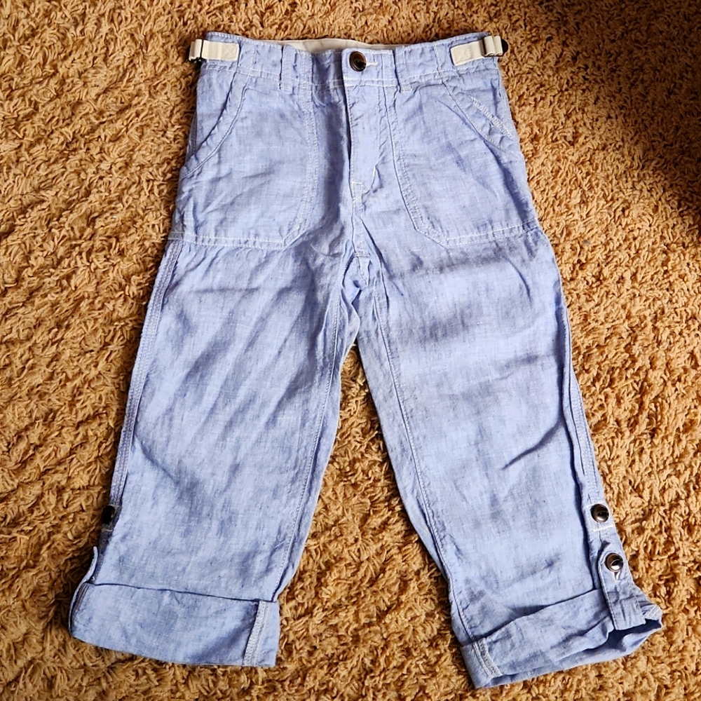 Baby Gap girls light wash pants/capri with adjustable straps size 5